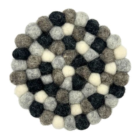 Multi Grey Felt Ball Round Coasters (set of 4)