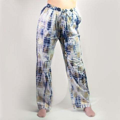 Gold & Blue Greek Motif Lounge Pants  (ML)