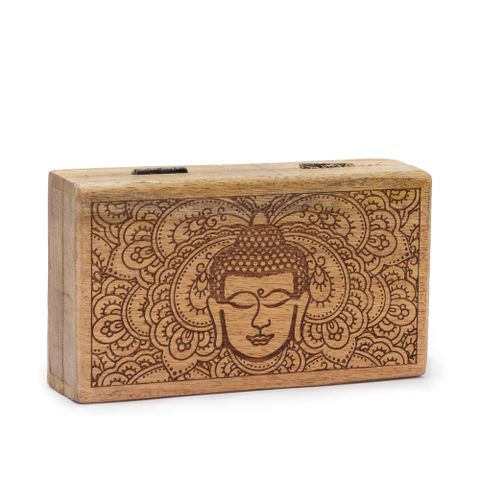 Buddha Face Black Engraved Med Square Box