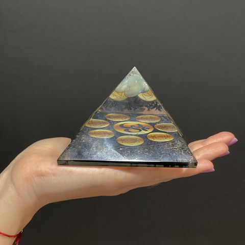Midnight Om Chakra Orgonite Pyramid  - 90mm