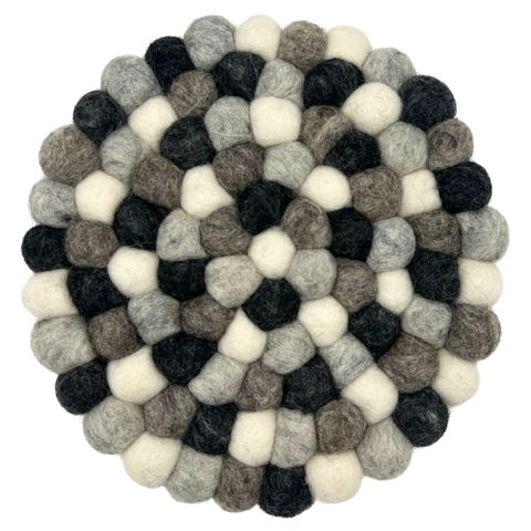 Multi Grey Felt Ball Round Placemat