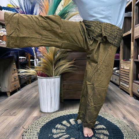 Thai Fisherman  Mandala Mantra on Orange Yoga and Festival Pants