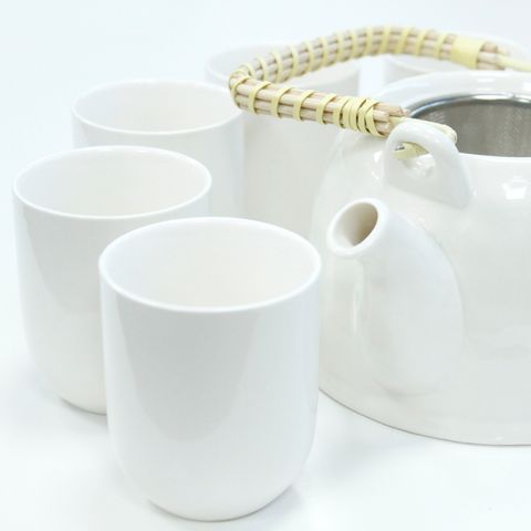 Classic White Herbal Teapot Set