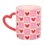 Love Yourself Checkered Mug with Heart Handle