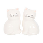 White Cat Shaped Salt and Pepper Shakers