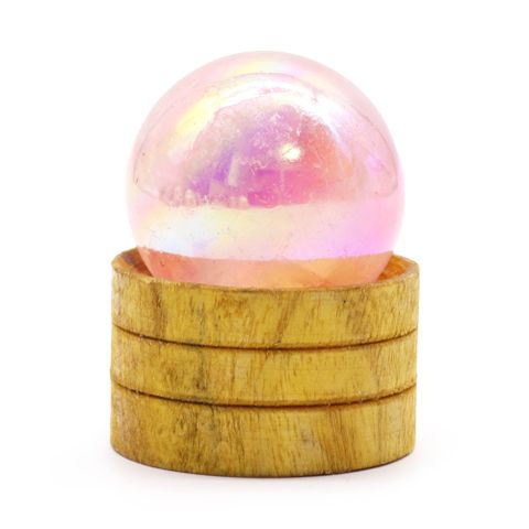 Rose Quartz Titanium Aura Gemstone Sphere with Stand 40mm