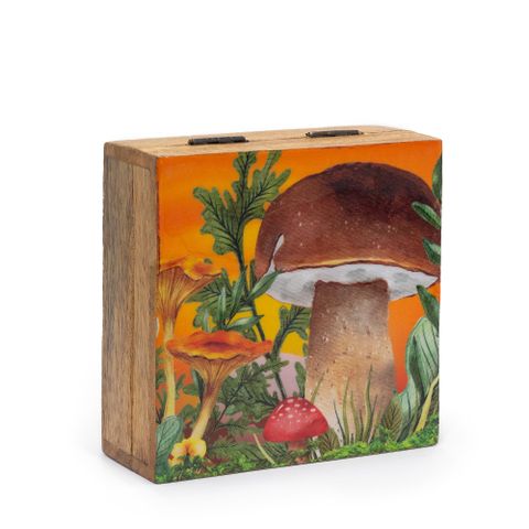 Maroon Mushroom Medium Square Box
