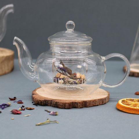 Round Pearl Glass Infuser Teapot  400ml