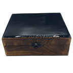 Black Large Ceramic Glazed Wood Box