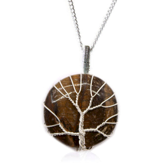 Eleanoras Tiger Eye Tree of Life Gemstone Necklace 