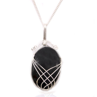 Eleanoras Black Onyx Swirl Wrapped Gemstone Necklace 