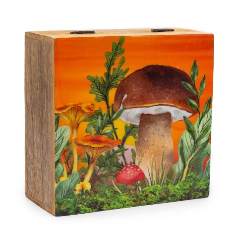 Mushroom Design Maroon Big Square Box