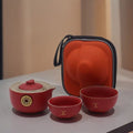 Money Cat Teapot Set Red