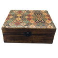 Traditional Pattern Large Ceramic Glazed Wood Box