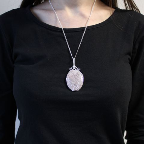 Opalite Swirl Wrapped Gemstone Necklace