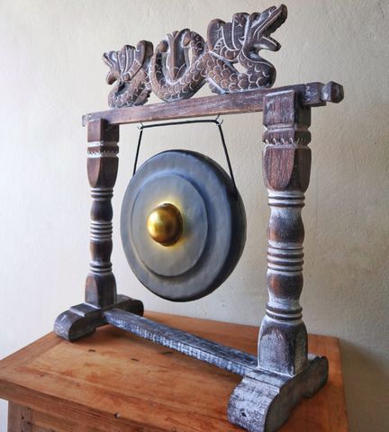 Small Black Healing Gong in Stand 25cm