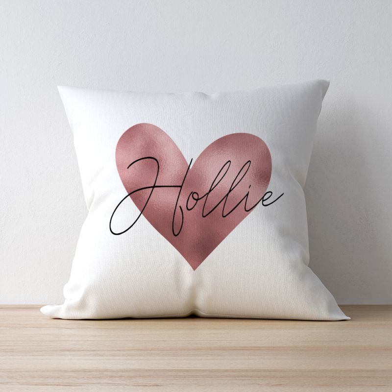 Eleanoras Personalised Rose Gold Heart Cushion Cushions & Covers
