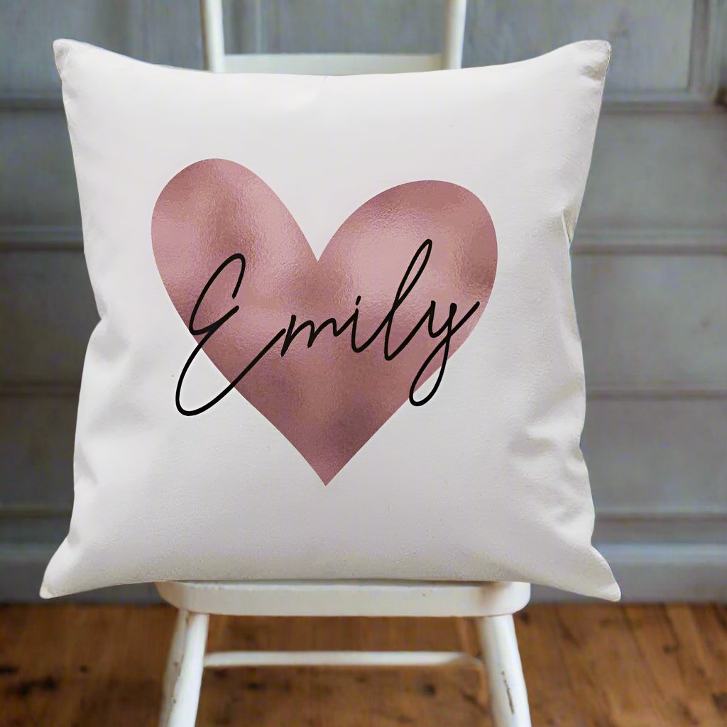 ROSE GOLD HEART PERSONALISED CUSHION