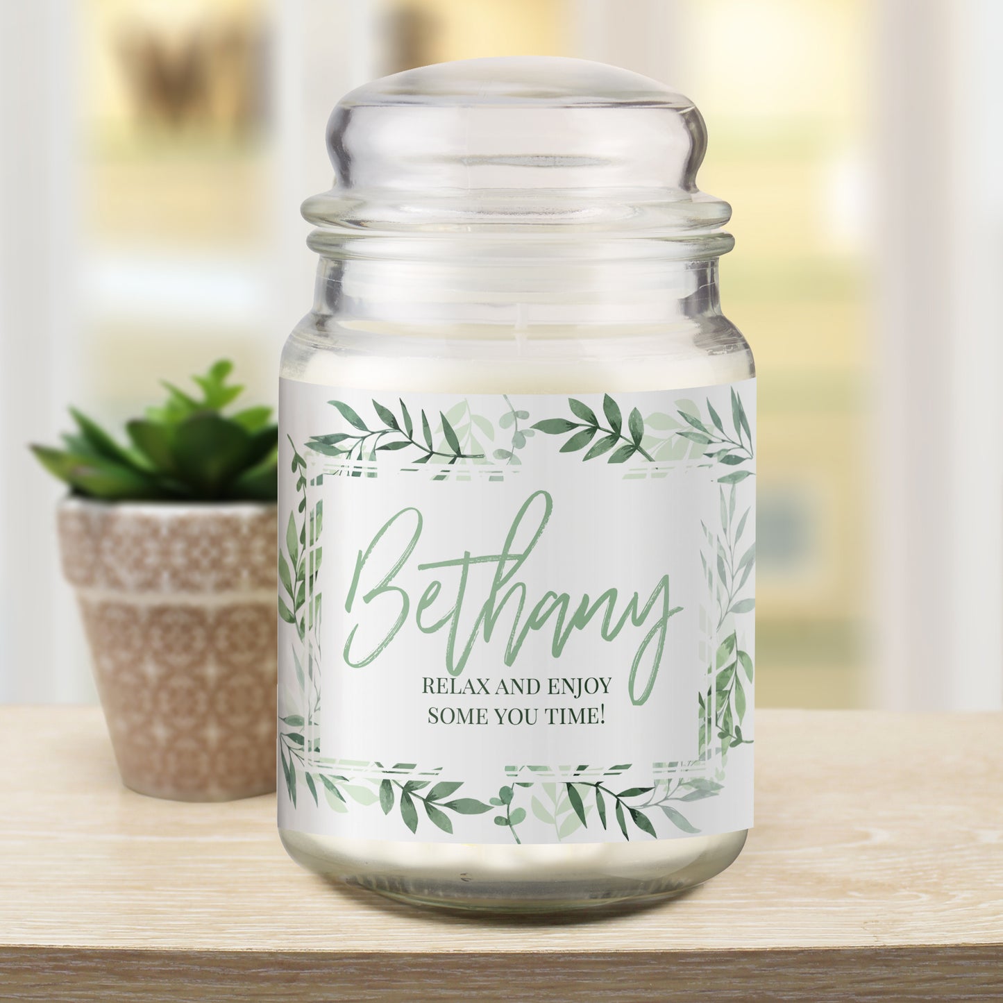 Eleanoras BOTANICAL PERSONALISED LARGE SCENTED JAR CANDLE Candles