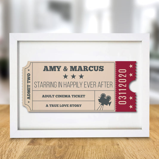 CINEMA TICKET A4 WHITE FRAMED PRINT