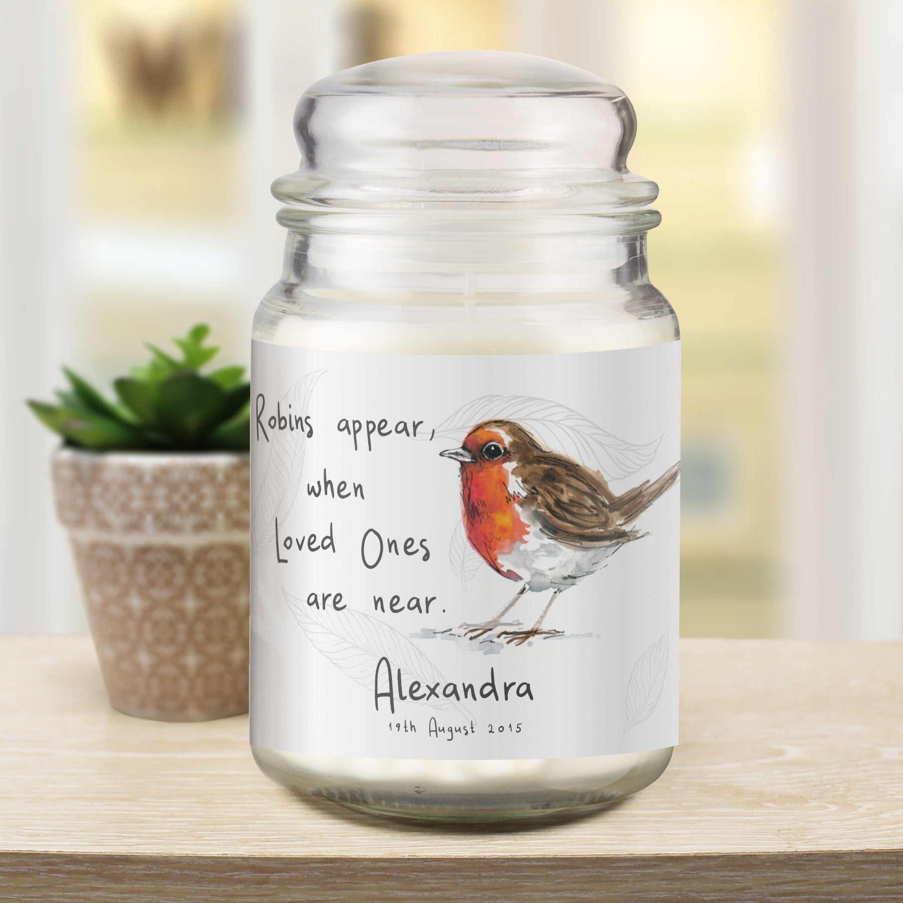 ROBINS APEAR PERSONALISED SCENTED CANDLE