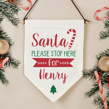 Eleanoras Personalised Santa Stop Here Hanging Banner 