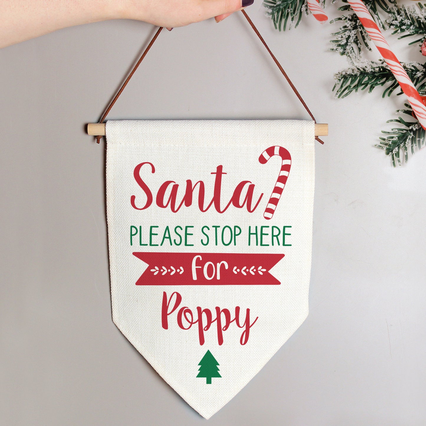 Eleanoras Personalised Santa Stop Here Hanging Banner 