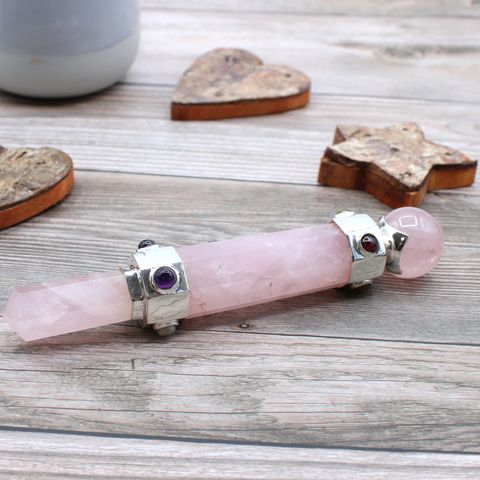 Rose Quartz Hexagonal Crystal Healing Wand - 12cm