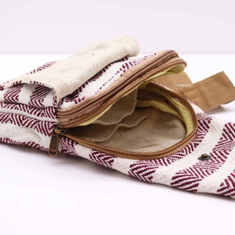 Burgundy & White Body Cross Bag Natural Cotton