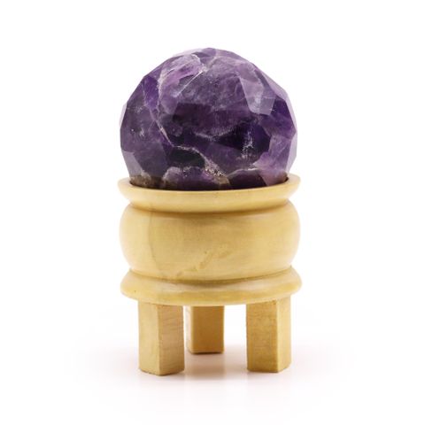 Amethyst Gemstone Faceted Healing Ball & Stand