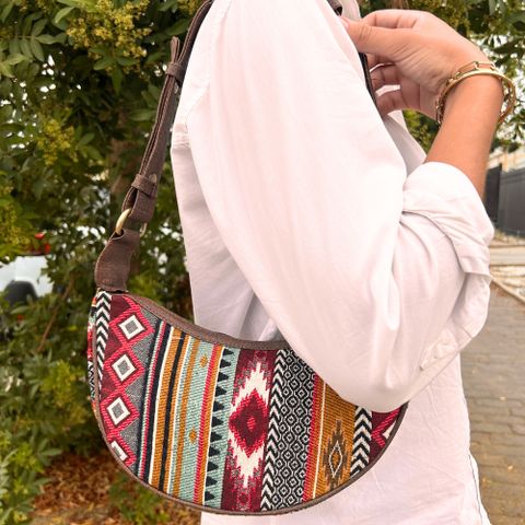 Rich Browns Jacquard Hobo Bag