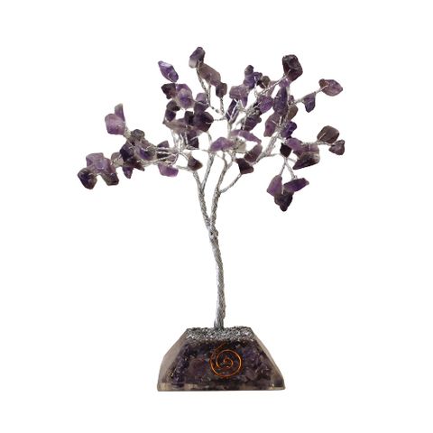 Amethyst Gemstone Tree with Orgonite Base - 80 Stone