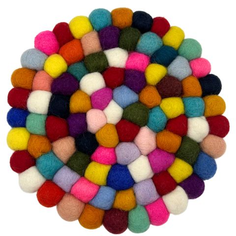 Multi Colour Felt Ball Round Placemat