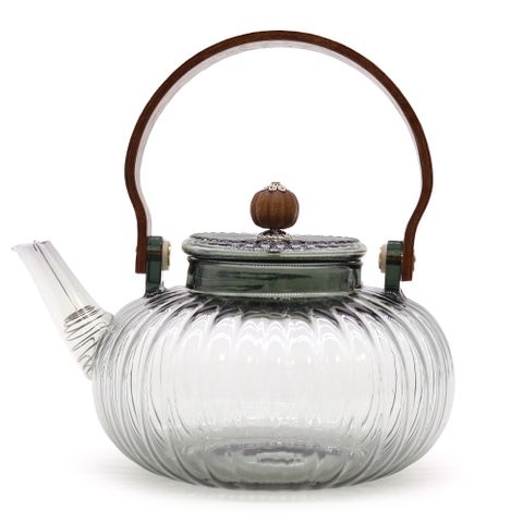 Charcoal Ribbed Pearl Glass Infuser Teapot 950ml