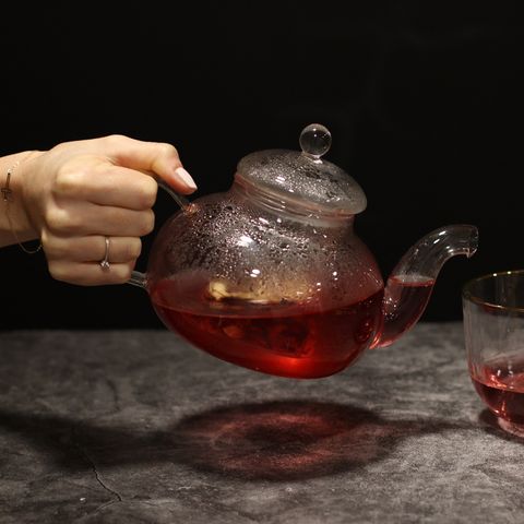 Round Pearl Glass Infuser Teapot 800ml