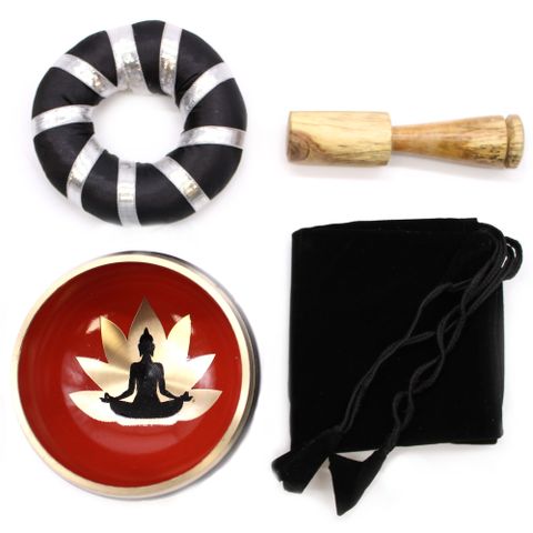 Buddha Black/Orange  Singing Bowl Set