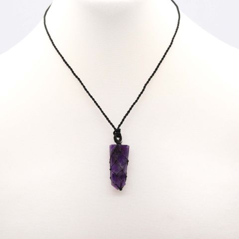 Amethyst Laced Gemstone Flat Point Pendant