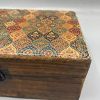 Traditional Pattern Large Ceramic Glazed Wood Box