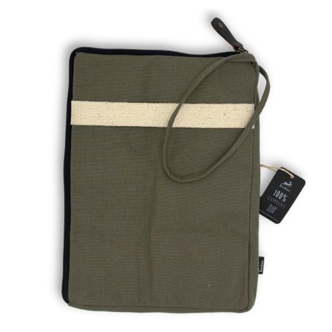 Olive Canvas Travel Laptop Pouch   (24x33cm)