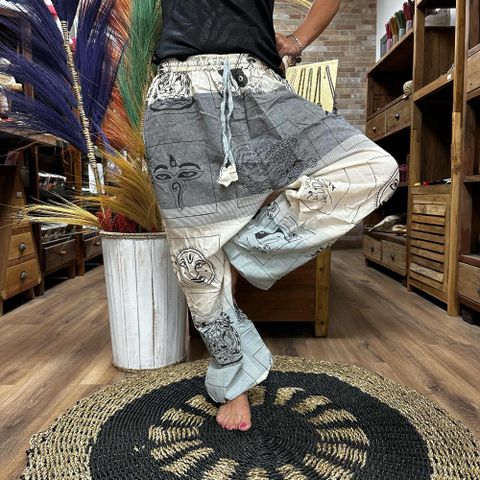 High Cross Himalayan Print on Grey Yoga and Festival Pants
