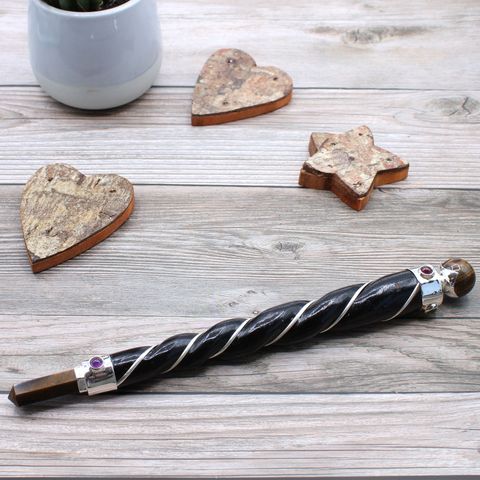 Copper Tiger Eye Star Twisted Healing Wand