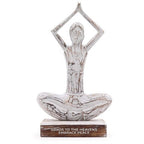 "Hands to the Heavens Embrace Peace" Wooden Yoga Lady