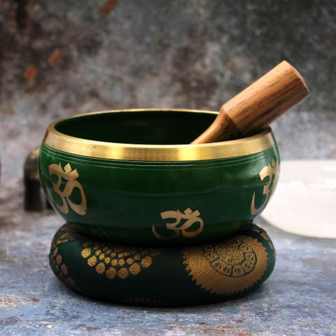 Tree of Life Green Singing Bowl Set  14cm