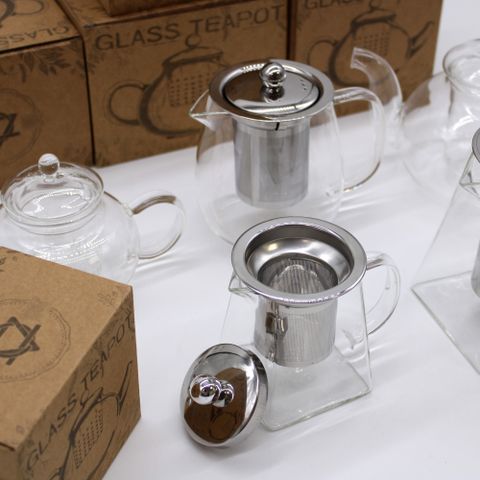 Round Pearl Glass Infuser Teapot 800ml