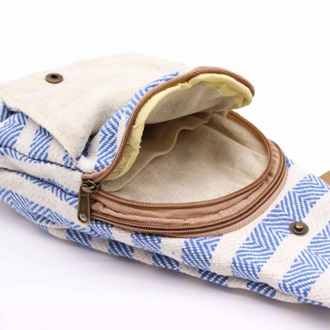 Blue & White Body Cross Bag Natural Cotton