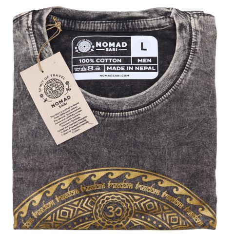 Chakra Dark Grey Stone Washed T-Shirt Large