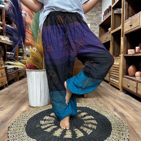 High Cross Himalayan Print on Purple Yoga and Festival Pants
