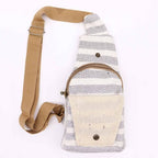 Grey & White Body Cross Bag Natural Cotton