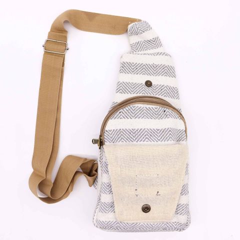 Grey & White Body Cross Bag Natural Cotton