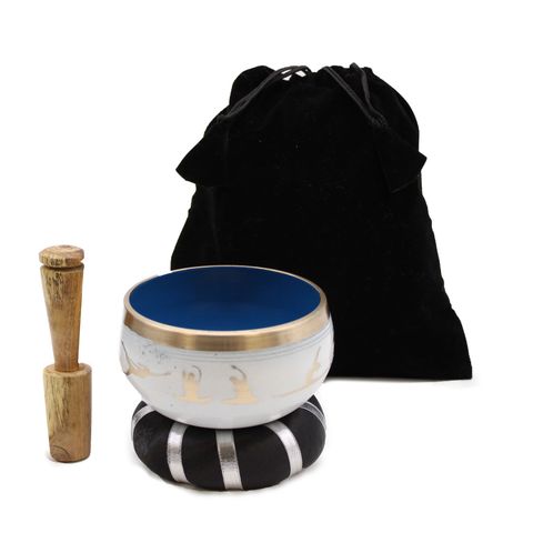 Yoga Moves  White/Blue  Singing Bowl Set